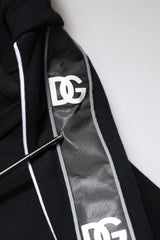 Dolce & Gabbana Black Cotton Logo Hooded Sweatshirt Sweater