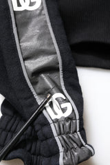 Dolce & Gabbana Black Cotton Logo Hooded Sweatshirt Sweater