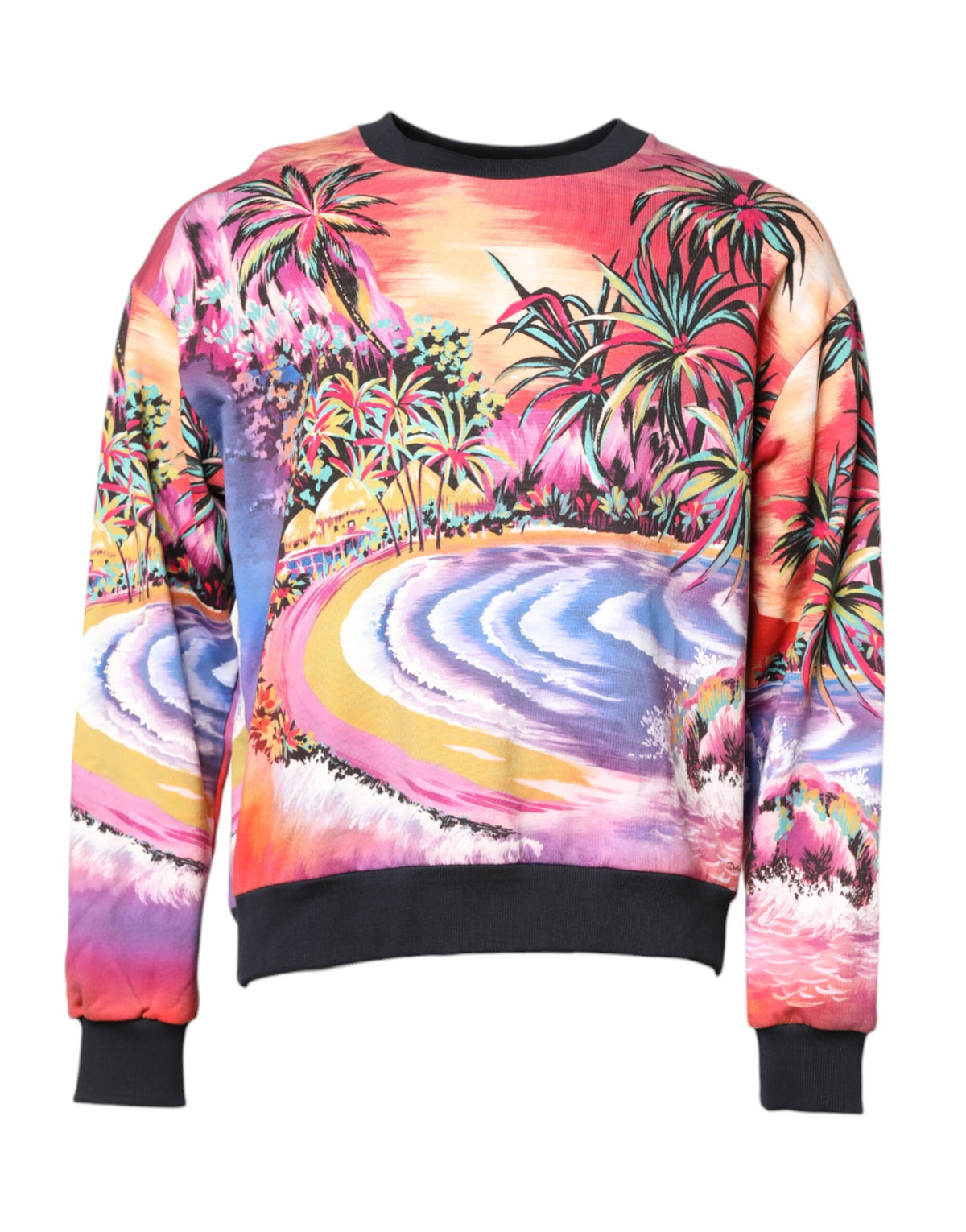Dolce & Gabbana Multicolor Print Crew Neck Pullover Sweater