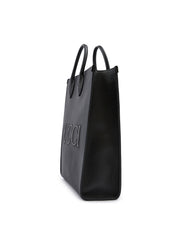 Gucci Black Leather Logo Medium Tote Bag