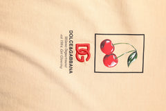 Dolce & Gabbana Beige Cotton Logo Print Crew Neck T-shirt