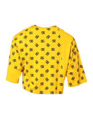 Dolce & Gabbana Yellow Cotton DG Logo Print Cropped T-shirt