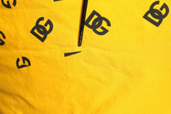 Dolce & Gabbana Yellow Cotton DG Logo Print Cropped T-shirt