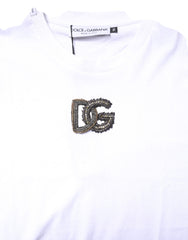 Dolce & Gabbana White Cotton DG Embroidery Crew Neck T-shirt