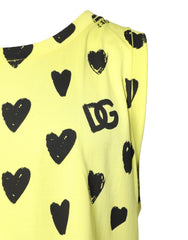 Dolce & Gabbana Yellow Cotton Sleeveless DG Heart T-shirt