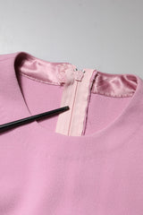 Dolce & Gabbana Pink Polyester Long Sleeves Sheath Mini Dress