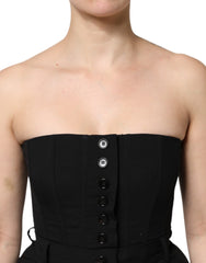 Dolce & Gabbana Black Wool Strapless Romper Jumpsuit Dress