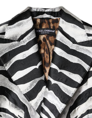 Dolce & Gabbana Black White Polyester Women Blazer Jacket