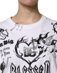 Dolce & Gabbana White Cotton DG BLESSED Printed T-shirt