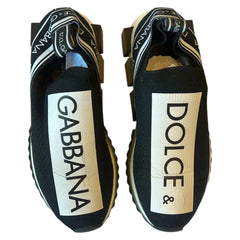 Dolce & Gabbana Black White Slip On Sorrento Sneakers Shoes