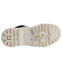 Dolce & Gabbana White Padded Mid Calf Lace Up Boots Shoes