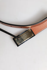 Dolce & Gabbana Brown Leather Gold Rectangle Buckle Belt