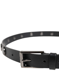 Dolce & Gabbana Black Luxury Leather DG Studs Buckle Belt