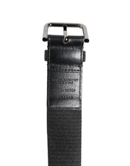 Dolce & Gabbana Black Blue DG Logo Silver Metal Buckle Belt