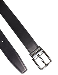 Dolce & Gabbana Black Classic Calf Leather Silver Buckle Belt