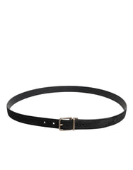 Dolce & Gabbana Black Calf Leather Classic Metal Buckle Belt