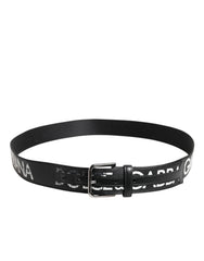 Dolce & Gabbana Black White DG Logo Brass Metal Buckle Belt