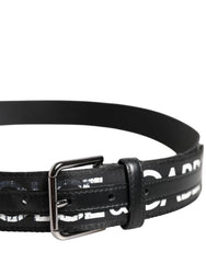 Dolce & Gabbana Black White DG Logo Brass Metal Buckle Belt