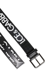 Dolce & Gabbana Black White DG Logo Brass Metal Buckle Belt