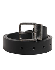Dolce & Gabbana Black Classic Leather Metal Buckle Belt