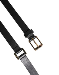 Dolce & Gabbana Black Double Strap Leather Gold Buckle Belt