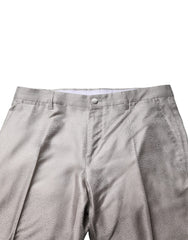 Dolce & Gabbana Light Gray Jacquard Silk Dotted 2 Piece Suit