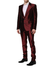 Dolce & Gabbana Bordeaux Silk 2 Piece Single Breasted Suit