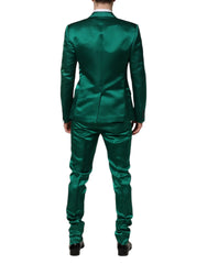Dolce & Gabbana Green Silk 3 Piece Single Breasted Suit