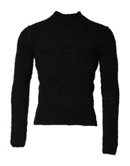 Dolce & Gabbana Black Wool Knit Crew Neck Pullover Sweater