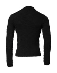 Dolce & Gabbana Black Wool Knit Crew Neck Pullover Sweater