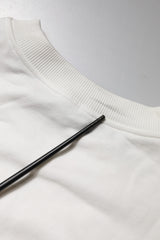 Dolce & Gabbana White Embossed Logo Cotton Crew Neck Sweater