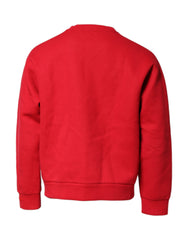 Dolce & Gabbana Red Embossed Logo Cotton Crew Neck Sweater