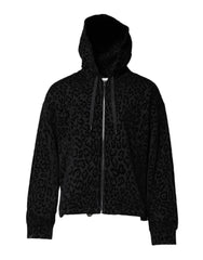 Dolce & Gabbana Black Leopard Full Zip Hooded Sweatshirt Sweater