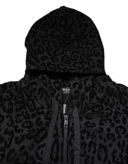 Dolce & Gabbana Black Leopard Full Zip Hooded Sweatshirt Sweater