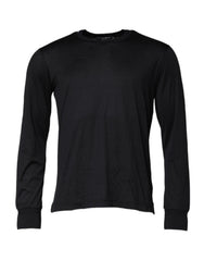 Dolce & Gabbana Dark Blue Silk Crew Neck Men Pullover Sweater