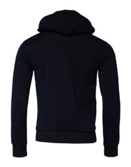 Dolce & Gabbana Black Crown Cotton Hooded Sweatshirt Sweater