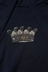 Dolce & Gabbana Black Crown Cotton Hooded Sweatshirt Sweater