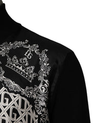 Dolce & Gabbana Black White Bandana Print Full Zip Sweater