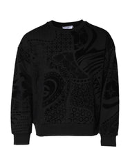 Dolce & Gabbana Black Printed Crew Neck Sweatshirt Sweater