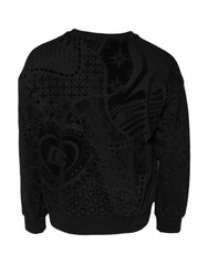 Dolce & Gabbana Black Printed Crew Neck Sweatshirt Sweater