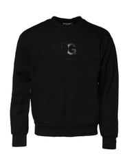Dolce & Gabbana Black Embossed Logo Cotton Crew Neck Sweater