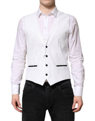 Dolce & Gabbana White Sequined Dress Formal Waistcoat Vest