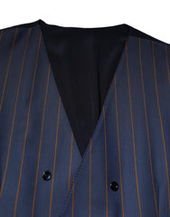 Dolce & Gabbana Blue Stripes Wool Formal Men Waistcoat Vest