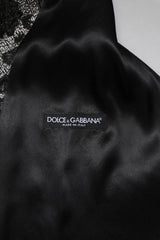 Dolce & Gabbana Black Gray Brocade Formal Men Waistcoat Vest