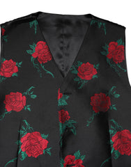 Dolce & Gabbana Red Floral Brocade Formal Men Waistcoat Vest