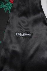 Dolce & Gabbana Red Floral Brocade Formal Men Waistcoat Vest