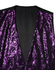Dolce & Gabbana Purple Sequined Dress Formal Waistcoat Vest