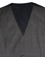 Dolce & Gabbana Gray Plaid Wool Formal Dress Waistcoat Vest