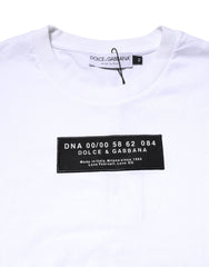 Dolce & Gabbana White Cotton Logo Patch Crew Neck T-shirt