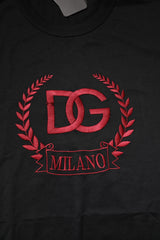 Dolce & Gabbana Black Cotton Embroidered Crew Neck T-shirt